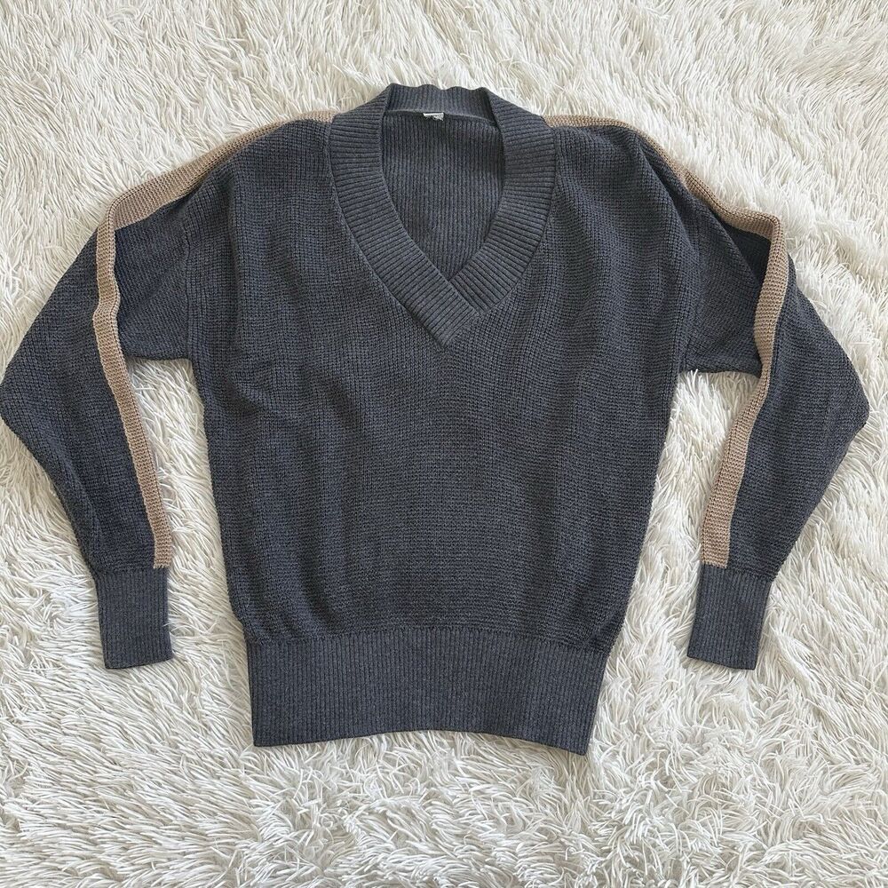 Varley Women's V-Neck Long Sleeves Pullover Sweater Sleeve Stripe